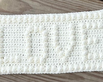 Crochet Blanket Block - Build Your Own Blanket - Crochet Blocks - Love 14 x 6 inches