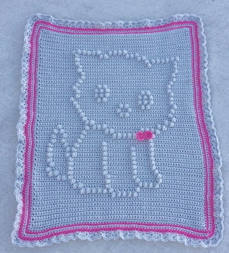 Little Kitty Crochet Baby Blanket Pattern Baby Blanket Etsy