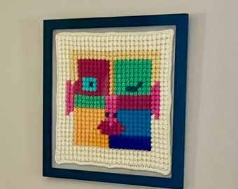 QUICK AND EASY Crochet Pillow Pattern- Crochet Bobble Pattern - Single Crochet Bobble  Pattern - Framed Fibre Art