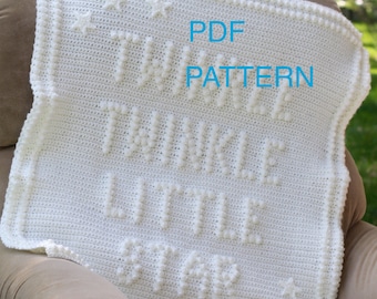 Twinkle Twinkle Little Star Crochet Baby Blanket Pattern - Baby Blanket Pattern - Blanket Pattern