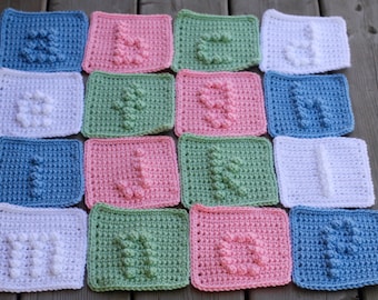 lower case alphabet letters a-z Crochet Pattern - Crochet Baby Blanket Pattern -