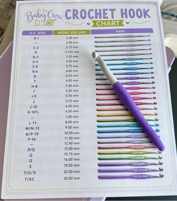 Printable Crochet Hook Size Chart - Instant Download - No Watermark - Etsy