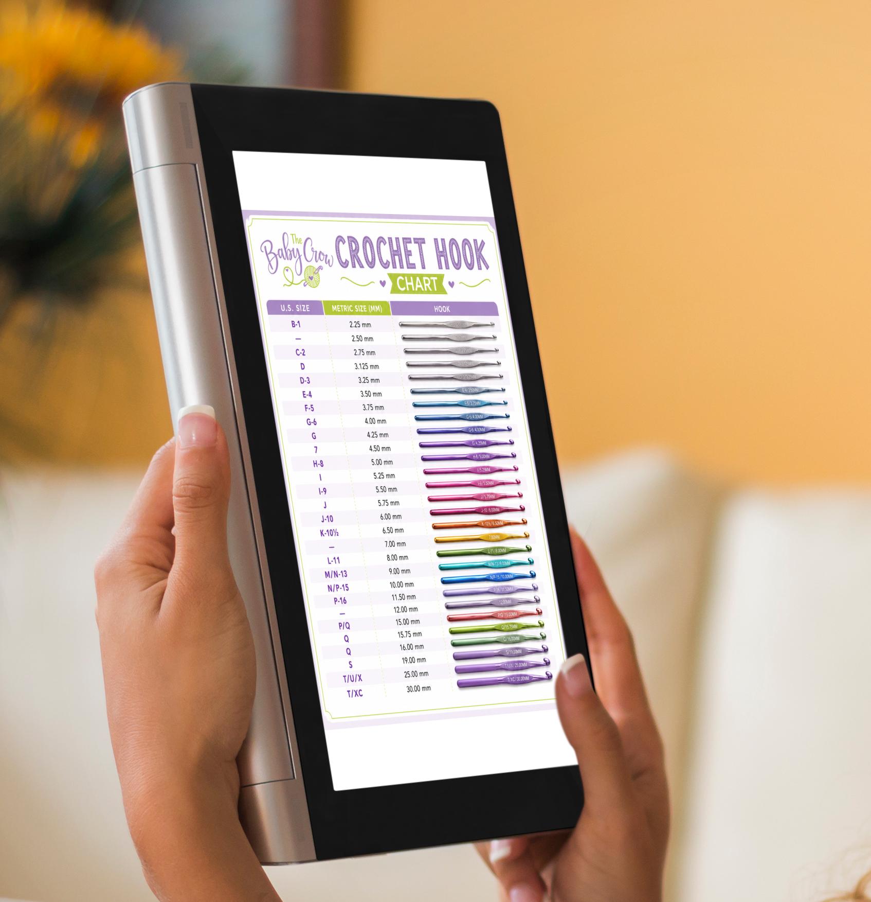 Printable Crochet Hook Size Chart - Instant Download - No Watermark - Etsy