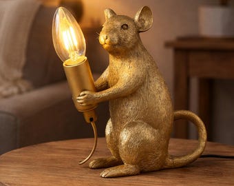 Gold Maus Lampe: Kunstharz Tier Schreibtischlampe