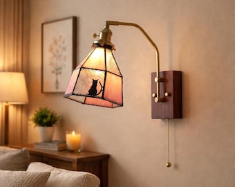 Black Cat Tiffany Wall Sconce – Modern Sconce Light for Bedside Lamp & Hallway Light