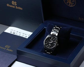Near MINT Grand Seiko SBGX061/9F62-0AB0 Date Black Quartz Men's Watch Full Set