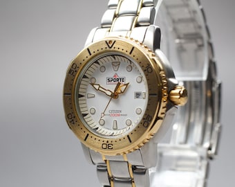 NOS [MINT / タグ付き] シチズン スポルテ 6018-G08687 200m 31mm クォーツ ダイバーズウォッチ 日本製