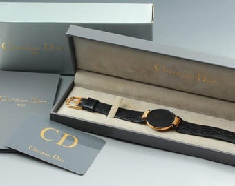 Near MINT Christian Dior Bagira Black Moon 47 153-2 Quartz Ladies Watch w/ Box