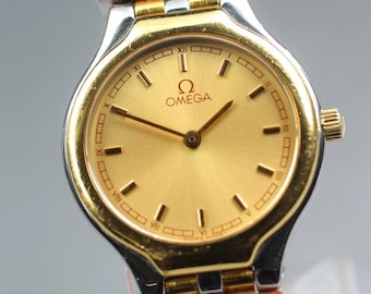 OMEGA De Ville Symbol 595.0101 Cal.1455 Gold Dial GP Quartz 23mm Ladies Watch