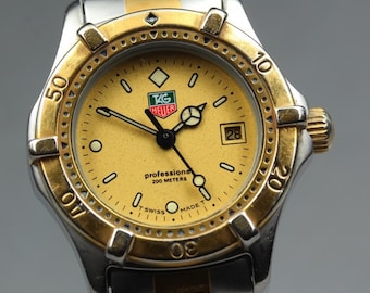 TAG Heuer Professional 2000 964.008F Gold 200m Quartz 29mm Ladies Watch 1980's