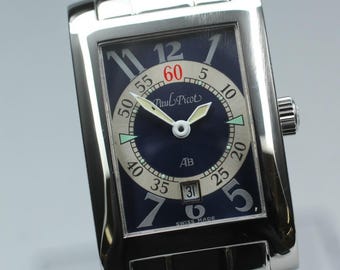 Near MINT Paul Picot American Bridge 4077 Black Tank Quartz Ladies Watch w/ Box