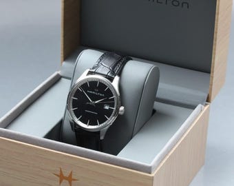 HAMILTON Jazzmaster H324510 Date Black Dial Quartz 40mm Men's Watch w/ Box