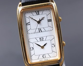 Vintage Seiko Alba Y15W-5A20 Dual Time White Dial Quartz 24mm Men's Watch