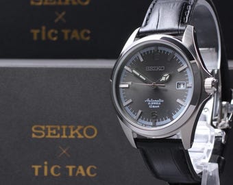 Near MINT SEIKO TiCTAC Date 4R35-02R0 Auto 41mm Men's Watch Full Set