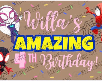 Spidey Birthday Banner Editable Template (Digital Download)