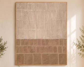 3D Textured Wall Art, Neutral Beige Abstract Painting, Wabi Sabi Minimalist Canvas for Modern Home Decor