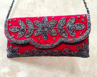 Fuchsia Velvet Clutch Bag – wedding Evening Purse with Braided Strap