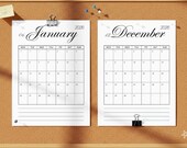 2026 Elegant Minimalist Calendar | Black and White Monthly Planner | Monday and Sunday Start | Instant Download | Printable PDF