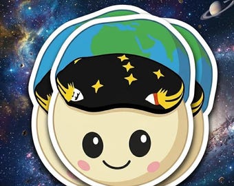 Moon Mascot Ready to Rise with Artemis II Sticker, NASA Space Mission Vinyl Decal, Cute Astronaut Moon Graphic, Astronomy Gift, Waterproof