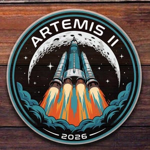 Artemis II 2026 Sticker, NASA Moon Mission Decal, Rocket Launch Vinyl Art, Space Exploration Gift, Laptop Decor Space Program Art Decal