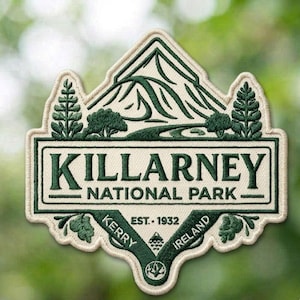 Killarney National Park Patch, Ireland Embroidered Iron On Patch, Vintage Hiking Camping Backpack Jacket Badge, Outdoor Adventure Souvenir
