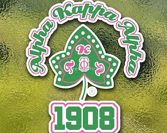 AKA 1908 Vinyl Sticker: Pink and Green Sorority Sister Decal