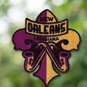 New Orleans Fleur-de-lis Embroidery Patch NOLA Jazz Music Mardi Gras Souvenir Sew On, Iron On, Hook And Loop