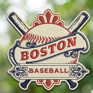 Boston Baseball Logo Embroidery Patch Red Sox Style Letter B Hanging Socks Varsity Sew On Iron On Hook Loop Badge