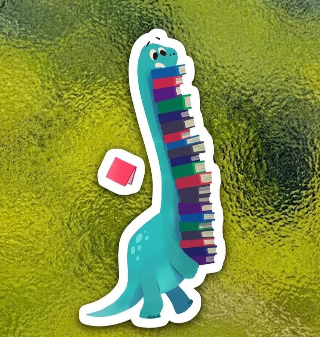 Book Dinosaurs Reading T-rex Funny Sticker, Bookworm Dino Literary ...