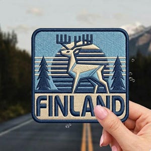 Finland Travel Souvenir Patch Northern Lights Lapland Europe Vacation Badge Sew On, Iron On, Hook And Loop