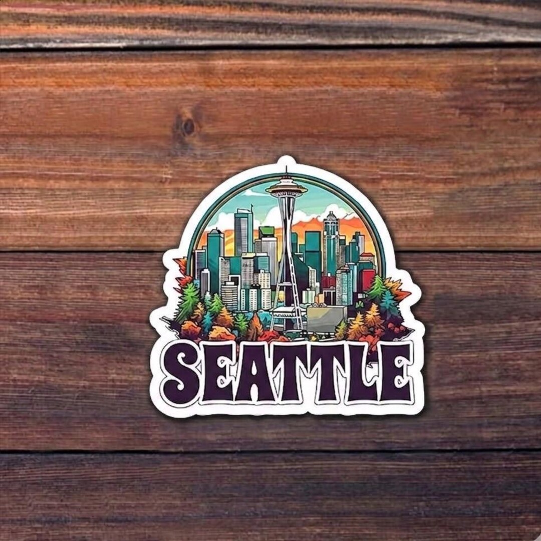 Seattle Skyline Sticker, Space Needle Decal, Washington State Travel ...