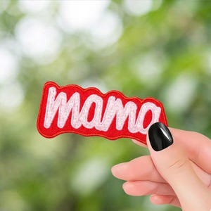 Mama Script Embroidery Patch Mother's Day Gift Cute Typography Sew On, Iron On, Hook And Loop Badge