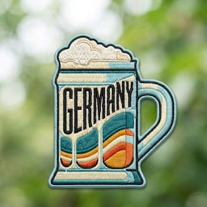 Germany Flag Embroidery Patch Beer Pretzel Souvenir Berlin Castle Travel Sew On, Iron On, Hook And Loop Badge