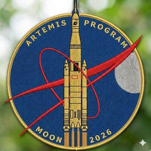 Artemis Program Moon 2026 Patch - NASA Space Mission Embroidered Emblem for Jackets, Lunar Landing Spirit, Astronaut Gear, Iron on, Sew on