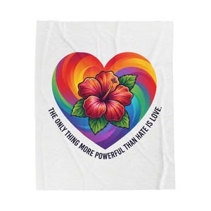Puerto Rico Flag Love Quote Blanket | The Only Thing More Powerful Than Hate is Love. Frisa PR | boricua | Regalos de padres y madres