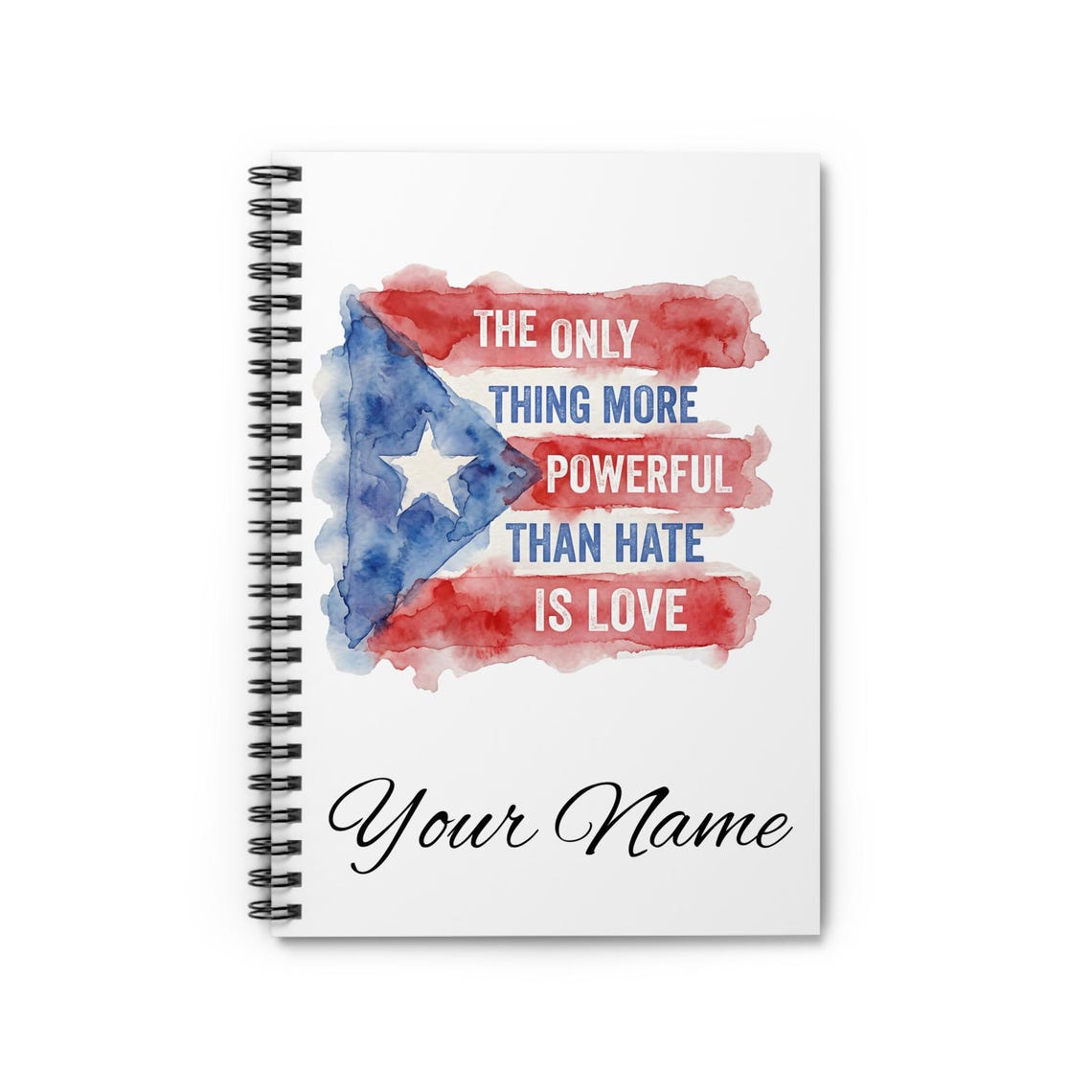 Personalized Puerto Rico Flag Love Not Hate Notebook | Diario | Regalos ...