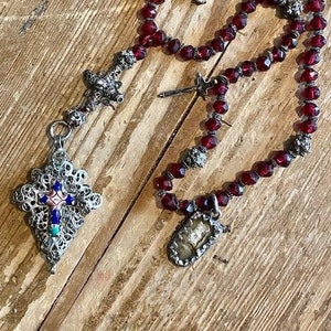 Antique Rosary 22 with pilgrimage medals