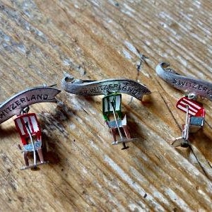 3 Vintage Ski Lift Chair Pins Switzerland