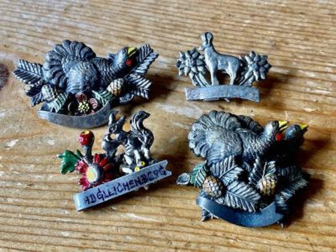 4 Animal Vintage Hiking Hat or Lapel Pins Grouse Capricallie Etsy