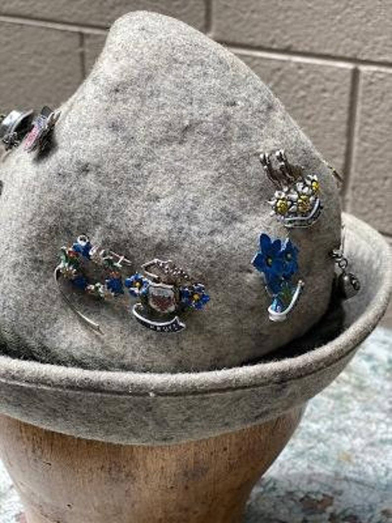 Vintage Austrian Tyrolean Hiking Hat Felt Vintage With 10 Pins - Etsy