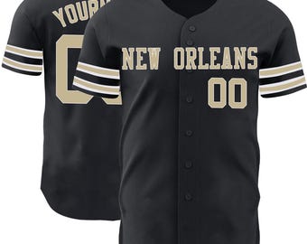 Custom New Orleans Black Baseball Jersey: Stitched Name, Number, City – Men, Women, Youth