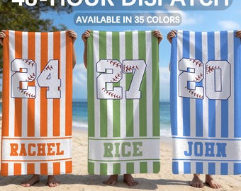 Toallas de playa personalizadas para equipos deportivos, toalla de playa personalizada para clubes de béisbol, regalos para equipos deportivos, toalla de piscina para vacaciones de verano, regalos para fiestas de cumpleaños