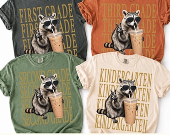 Teacher Raccoon PNG Digital Download, Retro Teacher Back To School Shirt Designs, Elementary Teacher Matching Tee
