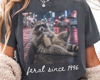 Custom Year Feral Raccoon PNG Instant Download, Funny Birthday Shirt Designs, 30th Birthday Gift, Birthday Humor Shirt