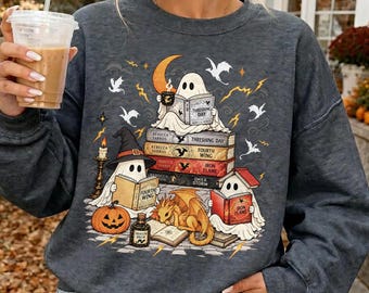 Fourth Wing Ghost Sweatshirt, Threshing Day Reading Comfort Colors Shirt,  Empyrean Series Reader Shirt, Halloween Book Lover Tshirt