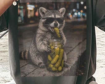 Raccoon Eating Pickles PNG Digital Download, Pickle Lover Shirt Designs, Pickle Jar Raccoon Meme Tee