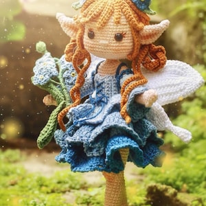 Patrón de crochet de Hada de las Hojas de Otoño: Muñeca Amigurumi (Descarga digital)