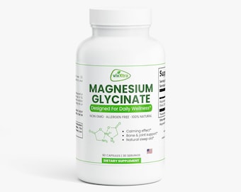 Magnesium Glycinate Capsules: Daily Wellness, Sleep Aid, Bone Support (90 Count)