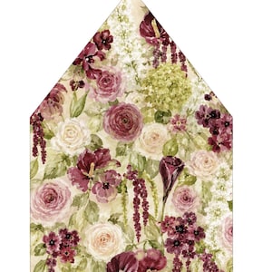 Soft Floral Green Burgundy Envelope Liner Template | Editable Canva Wedding Liner | A7 Euro Flap, A6, C5, C6 & Square