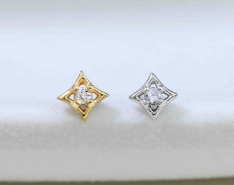 Tiny Star Helix Cartilage Screw Back Threaded Flat Back in Sterling Silver By TinyRadiant